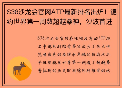 S36沙龙会官网ATP最新排名出炉！德约世界第一周数超越桑神，沙波首进TOP10 - 副本 - 副本